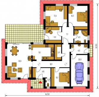 Floor plan of ground floor - BUNGALOW 106